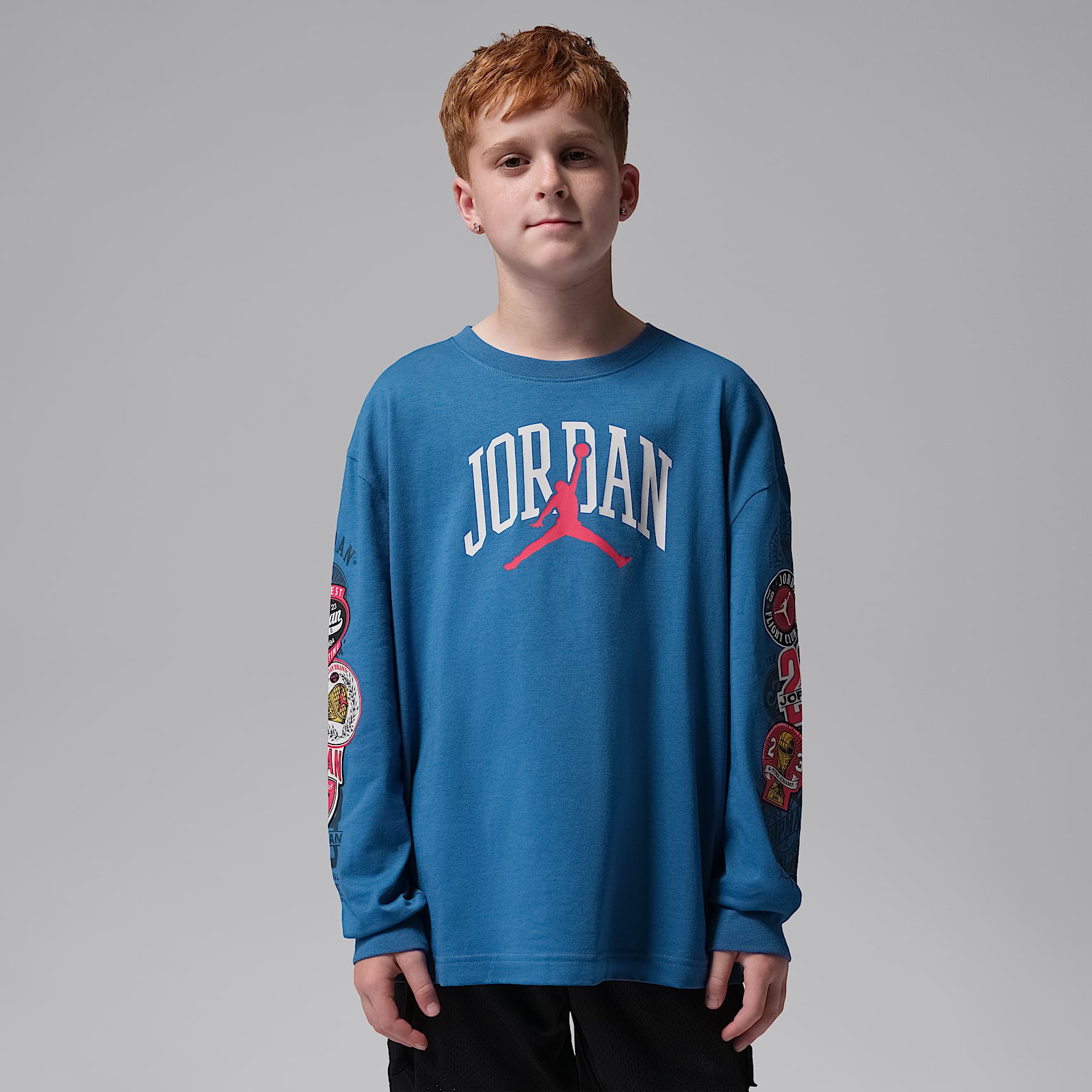 JORDAN 23 Vネック プルオーバー Jordan Big Kids' Interstate 23 Highway Arch Long-Sleeve T-Shirt